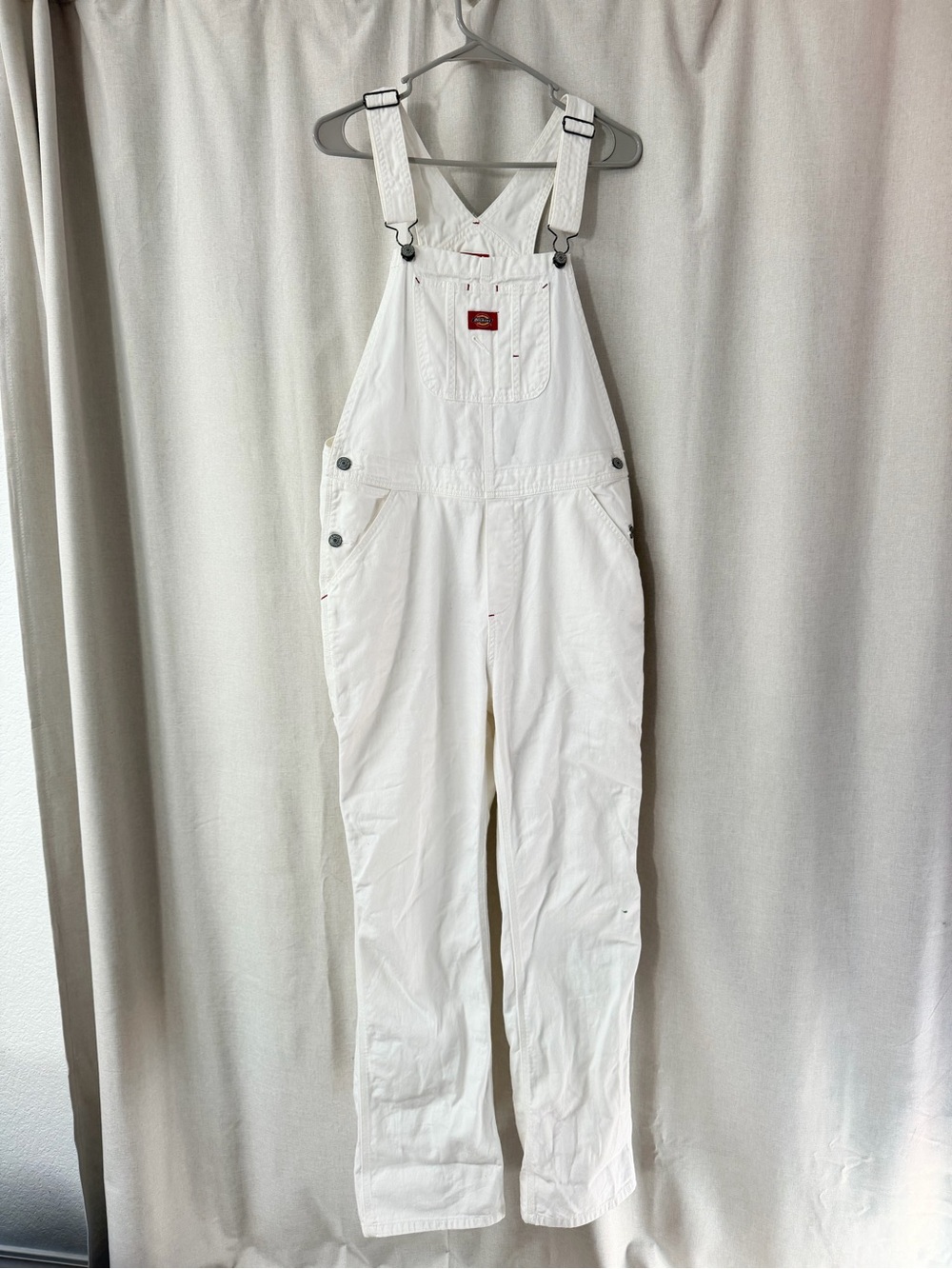 Dickies White Women's Cotton Overalls - Classic Bib Jumpsuit